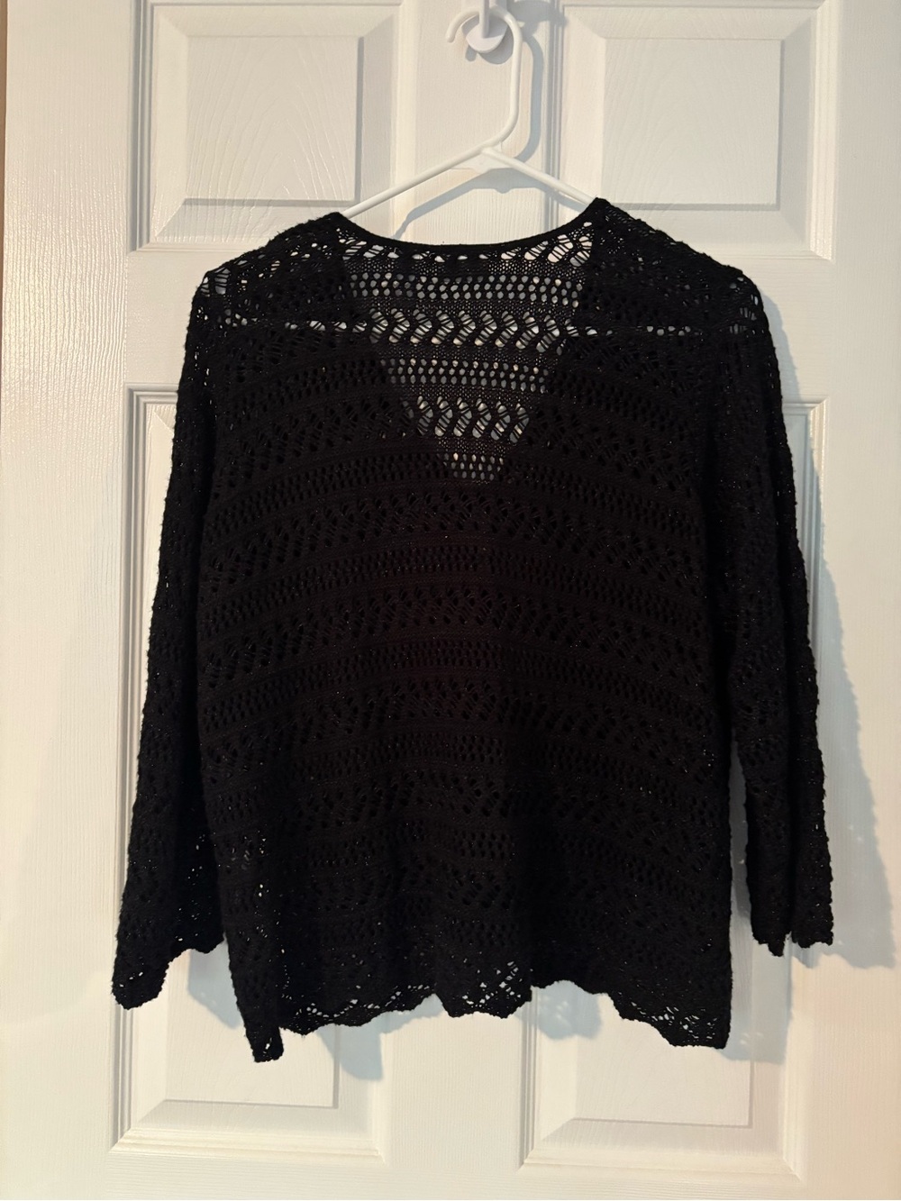 Covington Black Open-Knit V-Neck Sweater